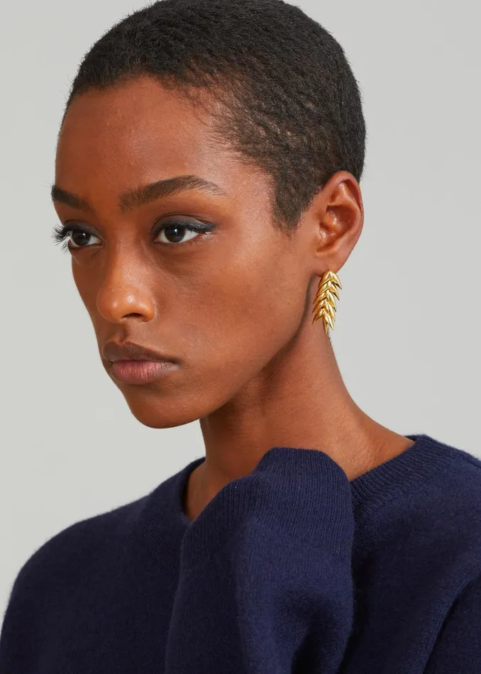Women Bevza Spikelet Short Earrings 8211 Gold The Frankie Shop
