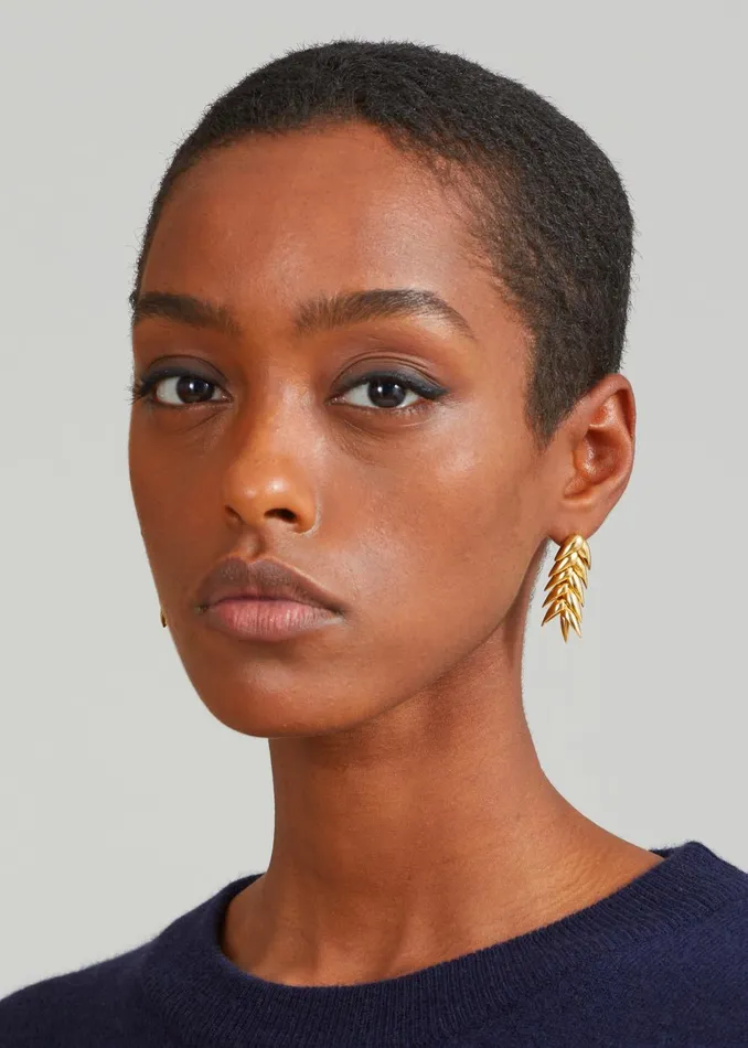 Women Bevza Spikelet Short Earrings 8211 Gold The Frankie Shop