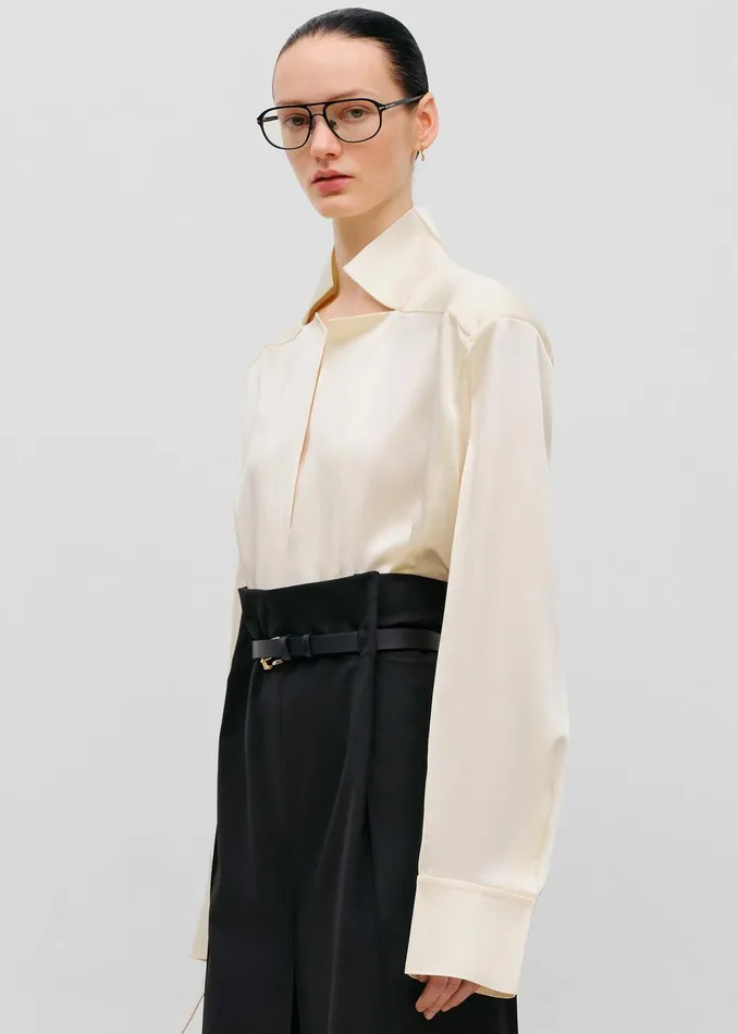 Women Bevza StandCollar Blouse 8211 Vanilla The Frankie Shop Tops