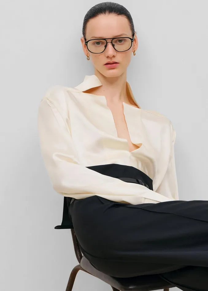 Women Bevza StandCollar Blouse 8211 Vanilla The Frankie Shop Tops