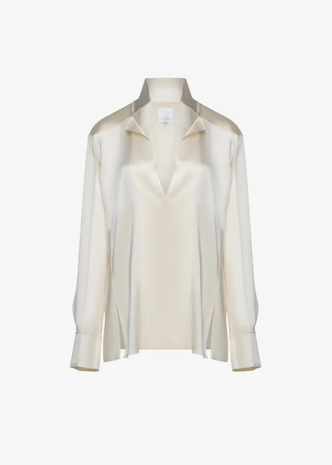 Women Bevza StandCollar Blouse 8211 Vanilla The Frankie Shop Tops