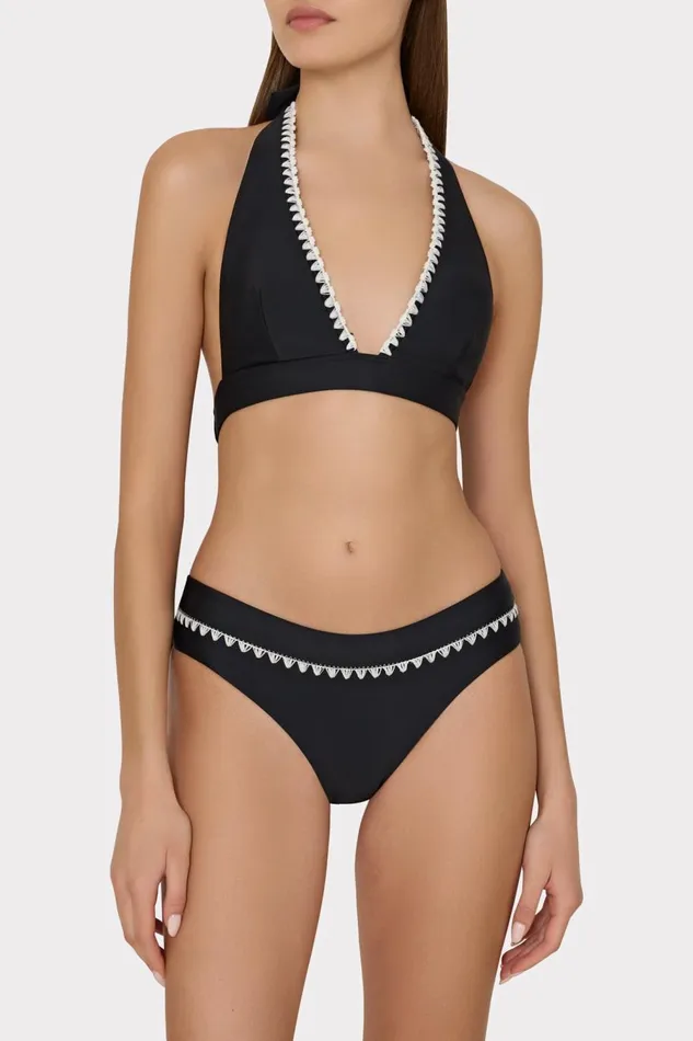 Women Bikinis Milly Crochet Stitch Bikini Bottom Blackwhite