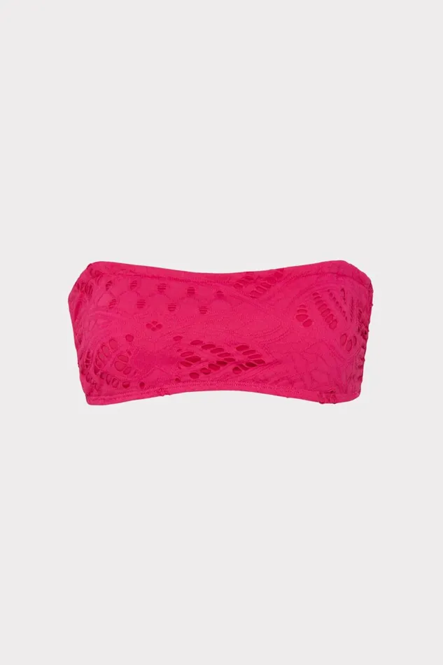 Women Bikinis Milly Lace Eyelet Bandeau Bikini Top Pink