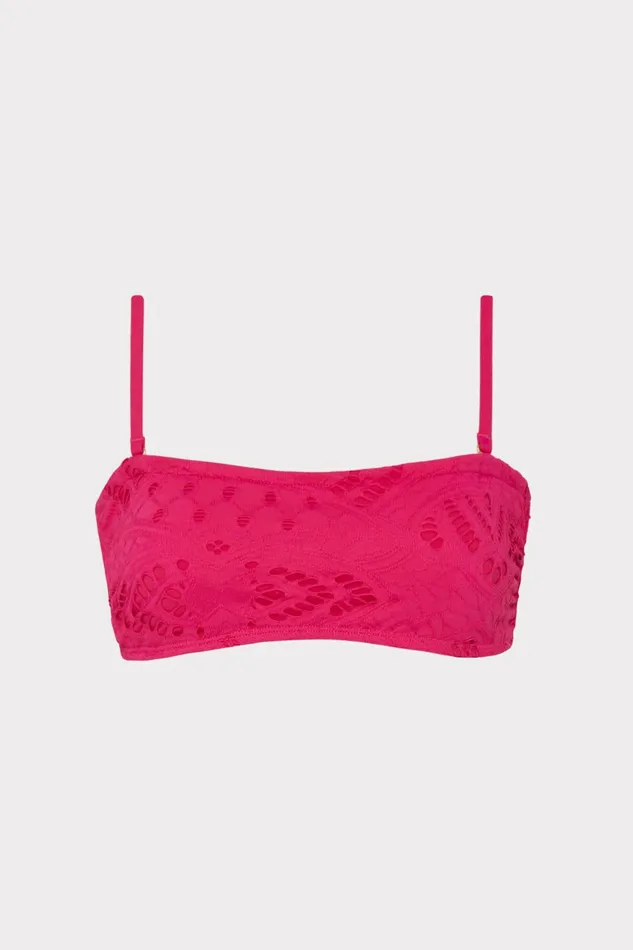 Women Bikinis Milly Lace Eyelet Bandeau Bikini Top Pink