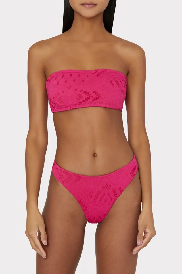 Women Bikinis Milly Lace Eyelet Bandeau Bikini Top Pink