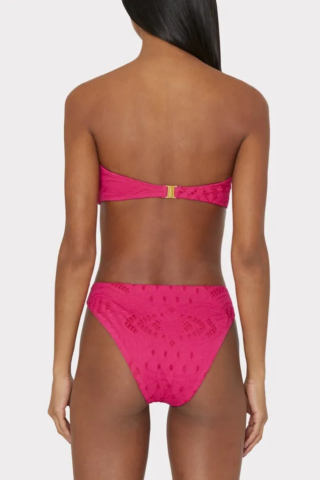 Women Bikinis Milly Lace Eyelet Bandeau Bikini Top Pink