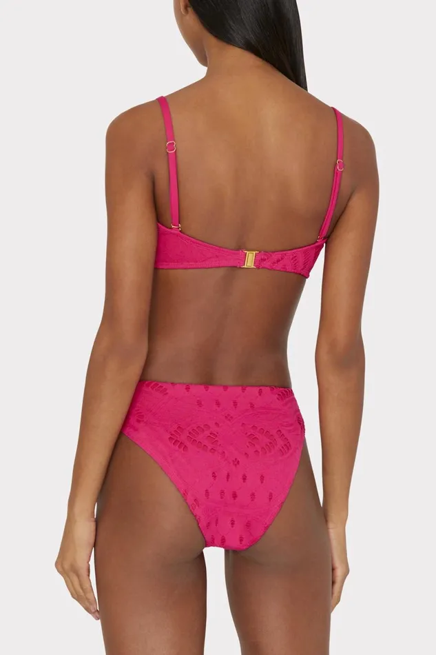 Women Bikinis Milly Lace Eyelet Bandeau Bikini Top Pink