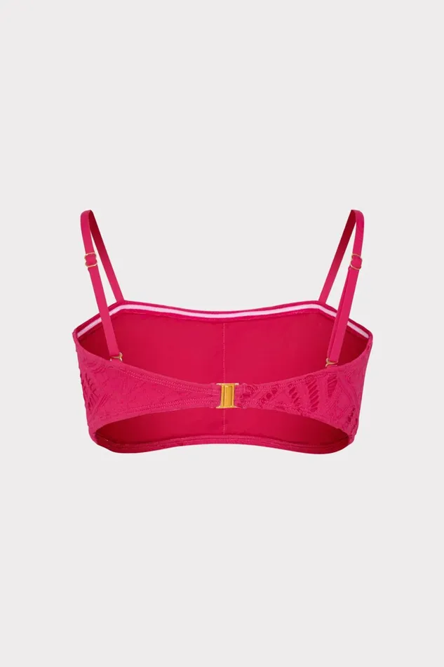 Women Bikinis Milly Lace Eyelet Bandeau Bikini Top Pink