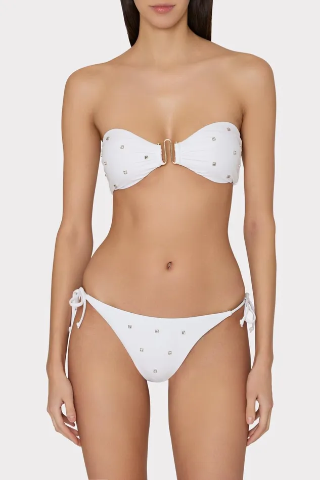 Women Bikinis Milly Millie Diamond Heat Set String Bikini Bottom White Women Bikinis Milly Millie Diamond Heat Set String Bikini Bottom White
