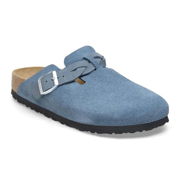 Women Birkenstock Clogs Boston Braided Elemental Blue