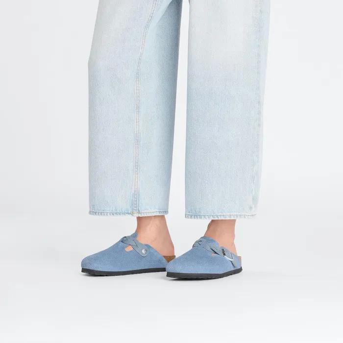 Women Birkenstock Clogs Boston Braided Elemental Blue