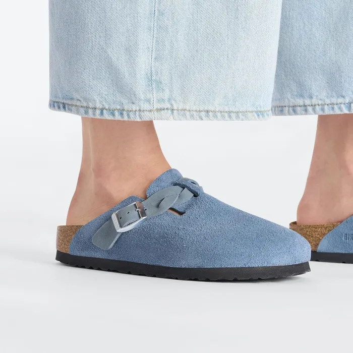 Women Birkenstock Clogs Boston Braided Elemental Blue