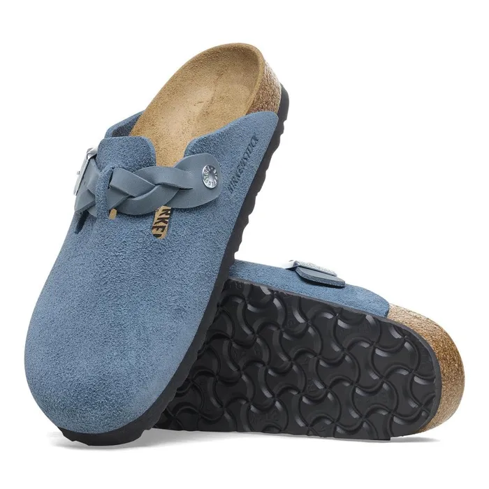 Women Birkenstock Clogs Boston Braided Elemental Blue