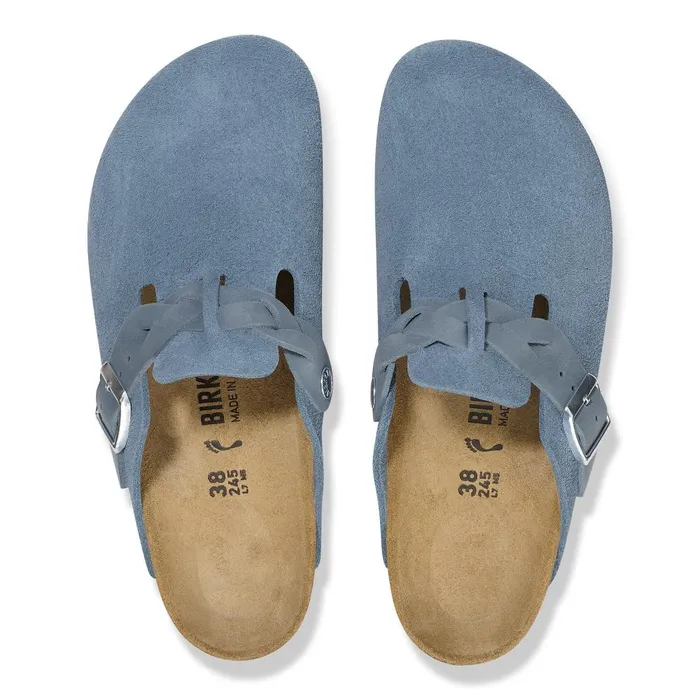 Women Birkenstock Clogs Boston Braided Elemental Blue
