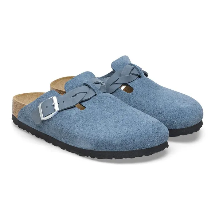 Women Birkenstock Clogs Boston Braided Elemental Blue