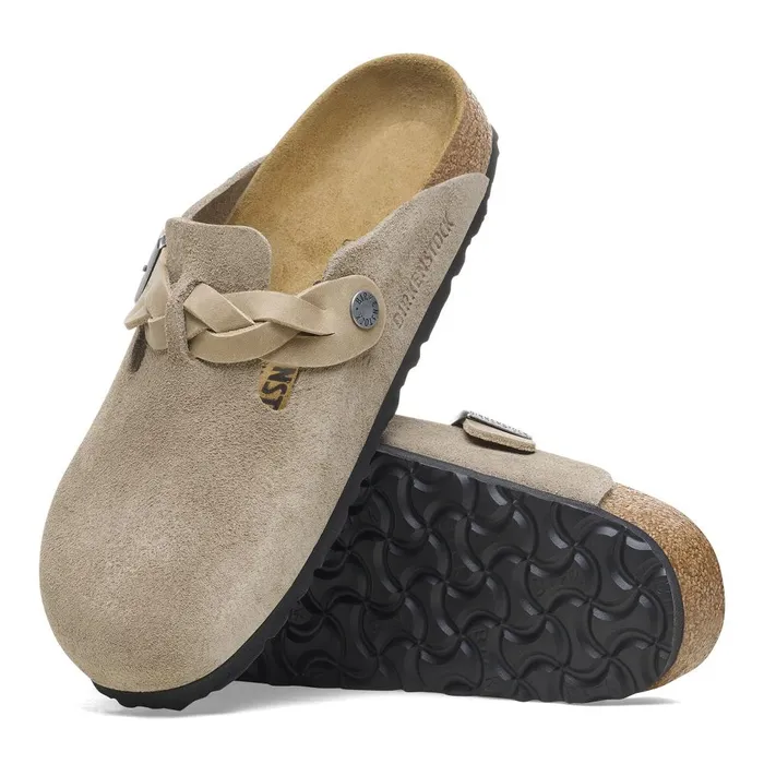Women Birkenstock Clogs Boston Braided Taupe