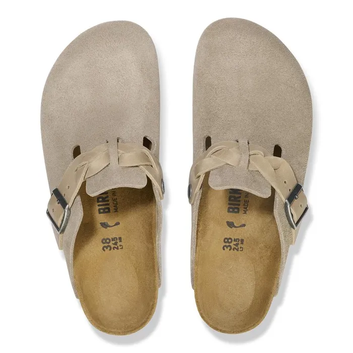Women Birkenstock Clogs Boston Braided Taupe