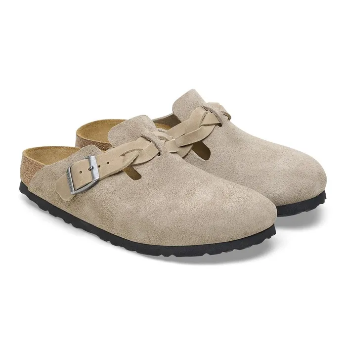 Women Birkenstock Clogs Boston Braided Taupe