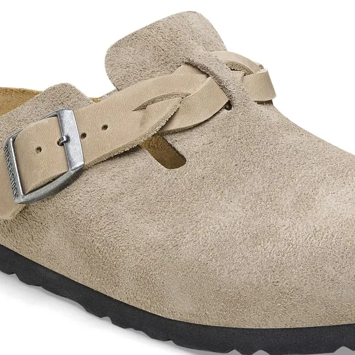 Women Birkenstock Clogs Boston Braided Taupe