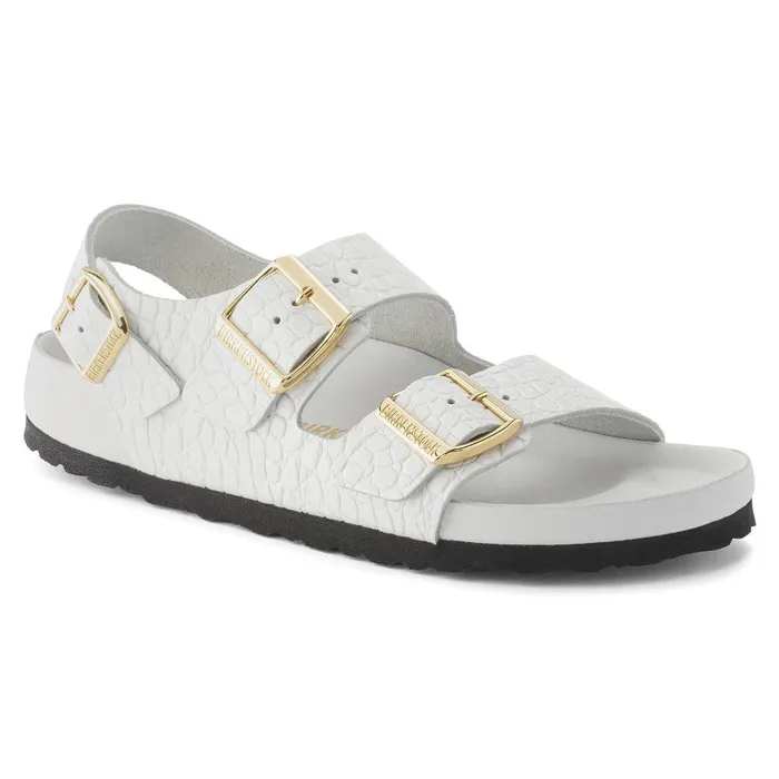 Women Birkenstock MultiStrap Milano Emboss White
