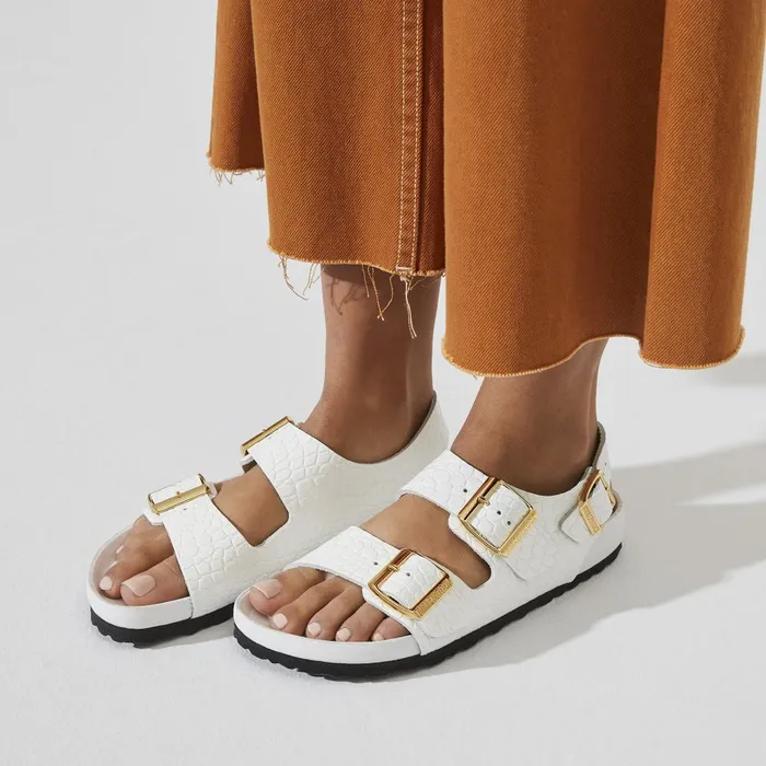 Women Birkenstock MultiStrap Milano Emboss White