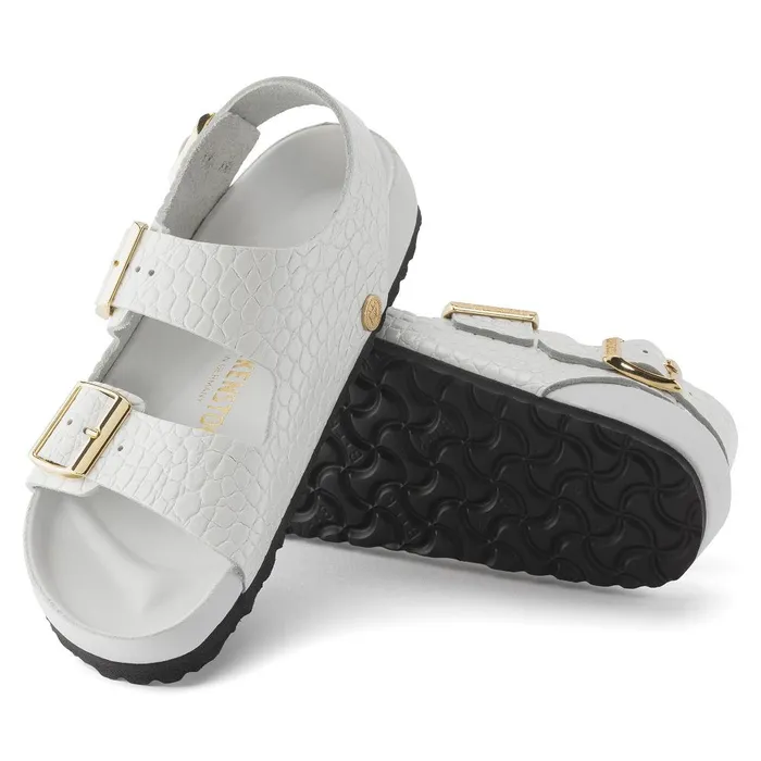 Women Birkenstock MultiStrap Milano Emboss White