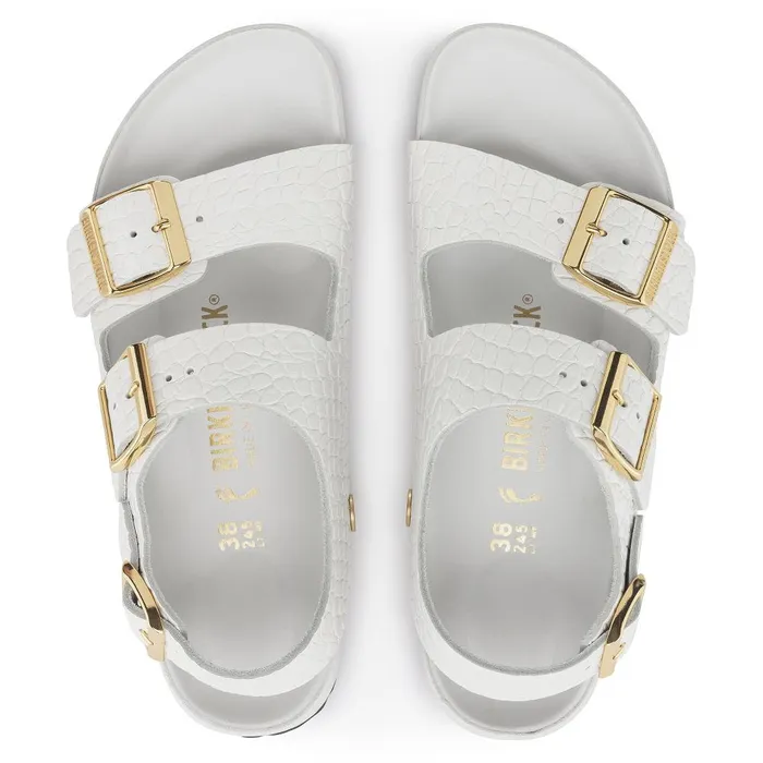 Women Birkenstock MultiStrap Milano Emboss White