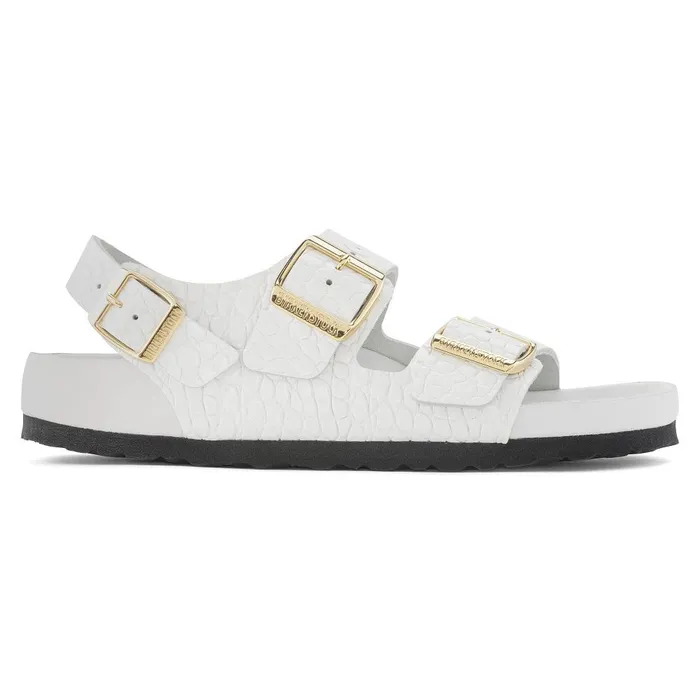 Women Birkenstock MultiStrap Milano Emboss White