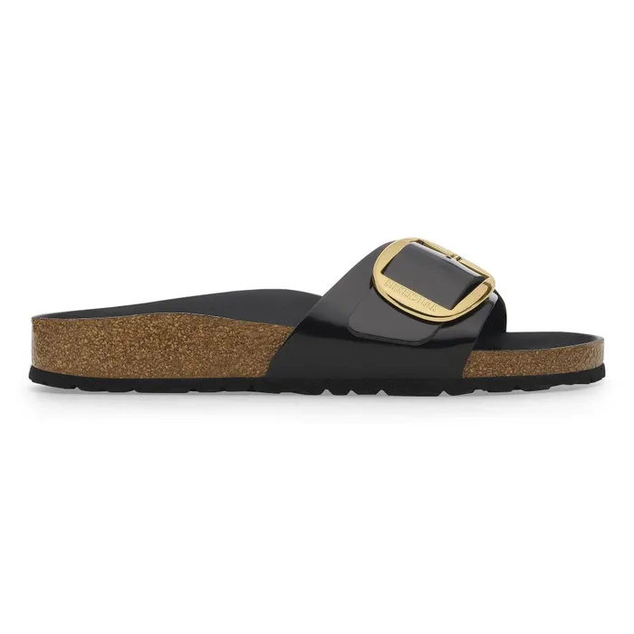 Women Birkenstock OneStrap Madrid Big Buckle High Shine Black