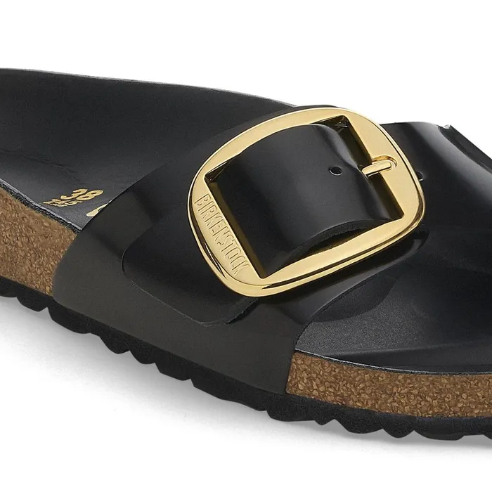 Women Birkenstock OneStrap Madrid Big Buckle High Shine Black