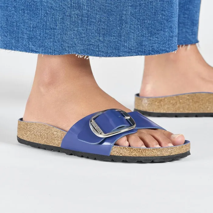 Women Birkenstock OneStrap Madrid Big Buckle Highshine Cobalt