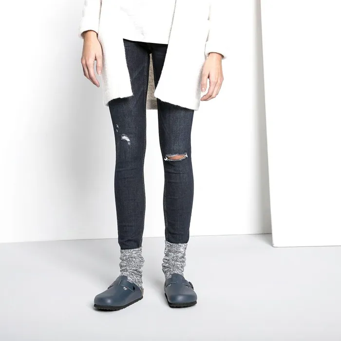 Women Birkenstock Socks Cotton Slub Bluewhite