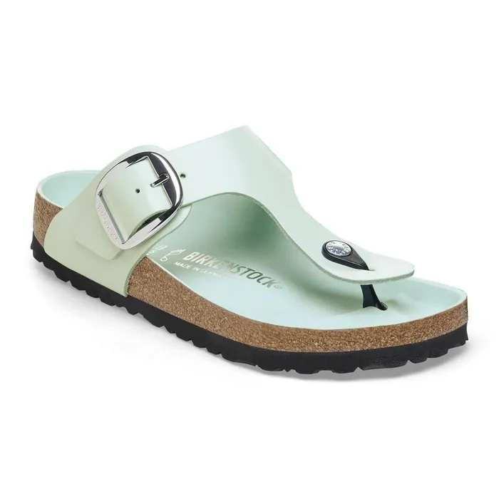 Women Birkenstock Thong Gizeh Big Buckle High Shine Surf Green