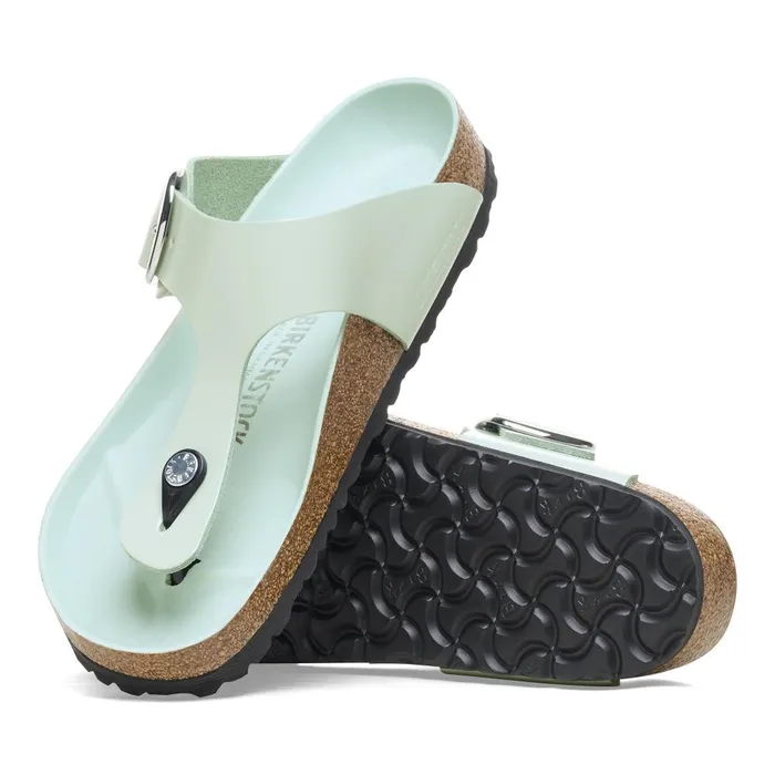 Women Birkenstock Thong Gizeh Big Buckle High Shine Surf Green