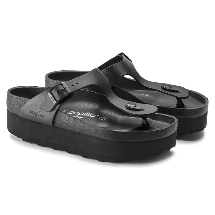 Women Birkenstock Thong Gizeh Platform Black