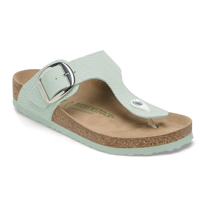 Women Birkenstock Thong Gizeh Vegan Big Buckle Canvas Surf Green