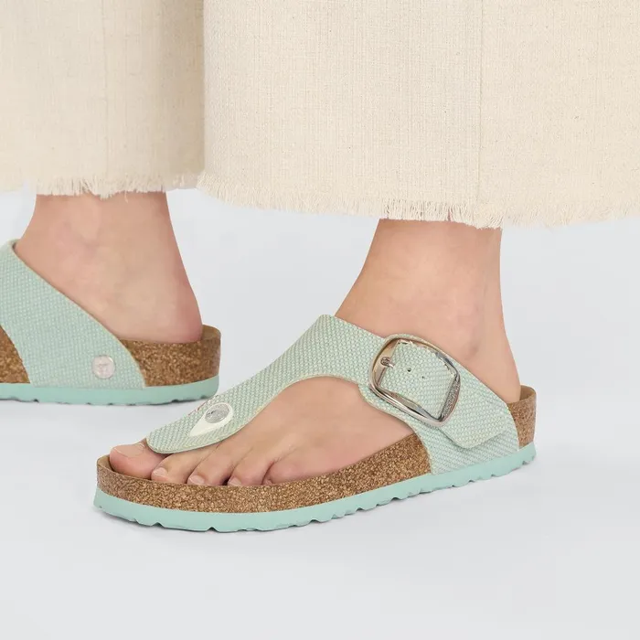 Women Birkenstock Thong Gizeh Vegan Big Buckle Canvas Surf Green