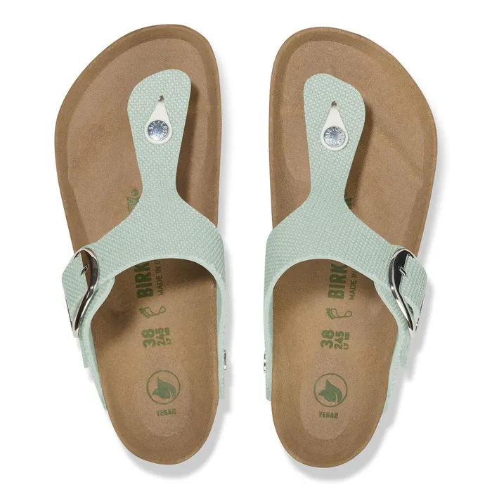Women Birkenstock Thong Gizeh Vegan Big Buckle Canvas Surf Green
