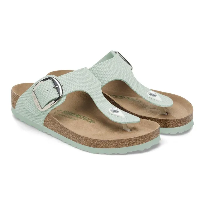 Women Birkenstock Thong Gizeh Vegan Big Buckle Canvas Surf Green