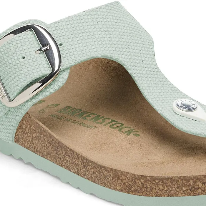 Women Birkenstock Thong Gizeh Vegan Big Buckle Canvas Surf Green