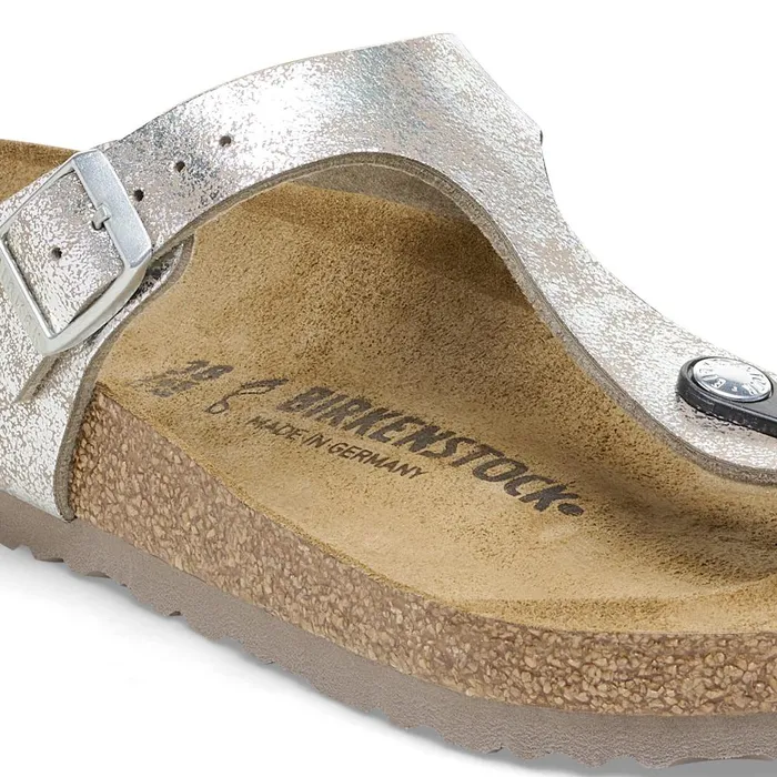 Women Birkenstock Thong Gizeh Washed Metallic Silver