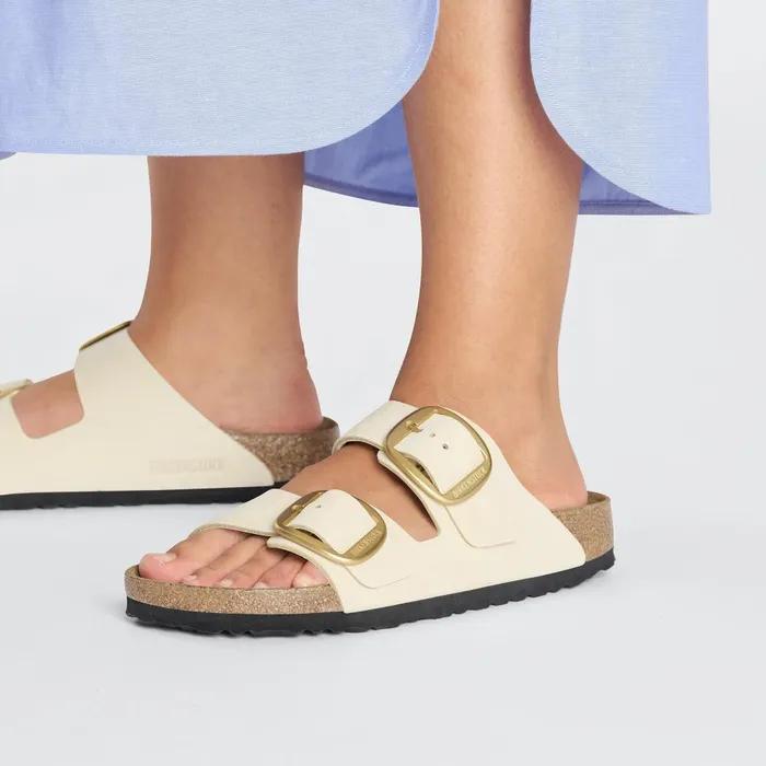 Women Birkenstock TwoStrap Arizona Big Buckle Ecru
