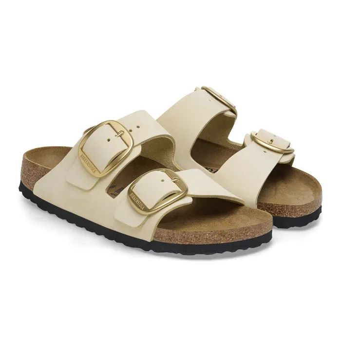 Women Birkenstock TwoStrap Arizona Big Buckle Ecru