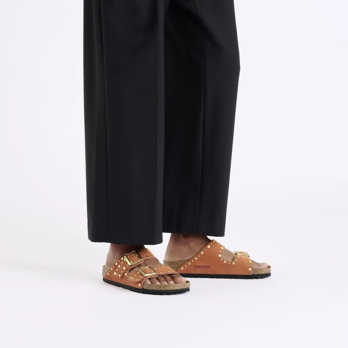 Women Birkenstock TwoStrap Arizona Rivet Dark Rust