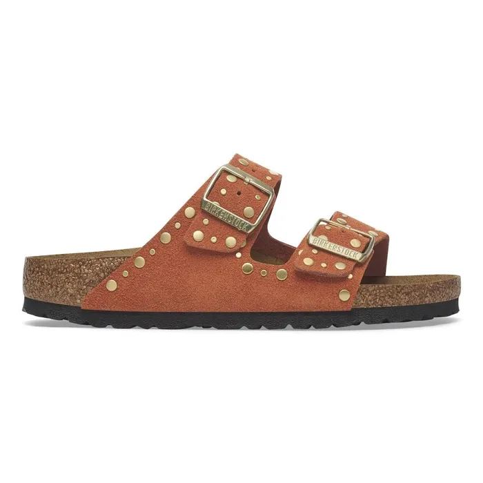 Women Birkenstock TwoStrap Arizona Rivet Dark Rust