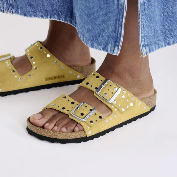 Women Birkenstock TwoStrap Arizona Rivet Ochre