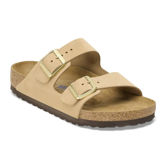 Women Birkenstock TwoStrap Arizona Soft Footbed Sandcastle