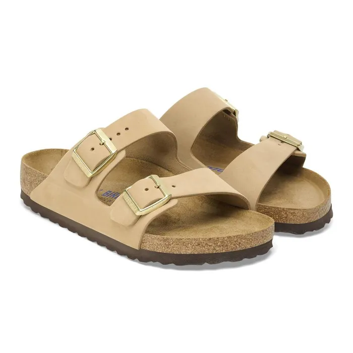 Women Birkenstock TwoStrap Arizona Soft Footbed Sandcastle