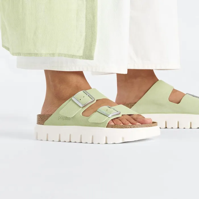Women Birkenstock Wedges and Platforms Arizona Chunky Faded Lime