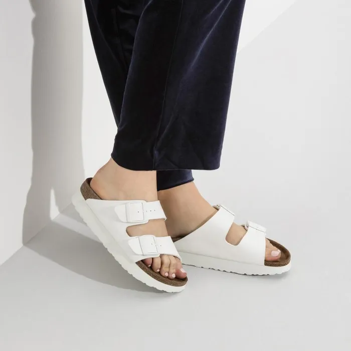 Women Birkenstock Wedges and Platforms Arizona Platform Vegan White